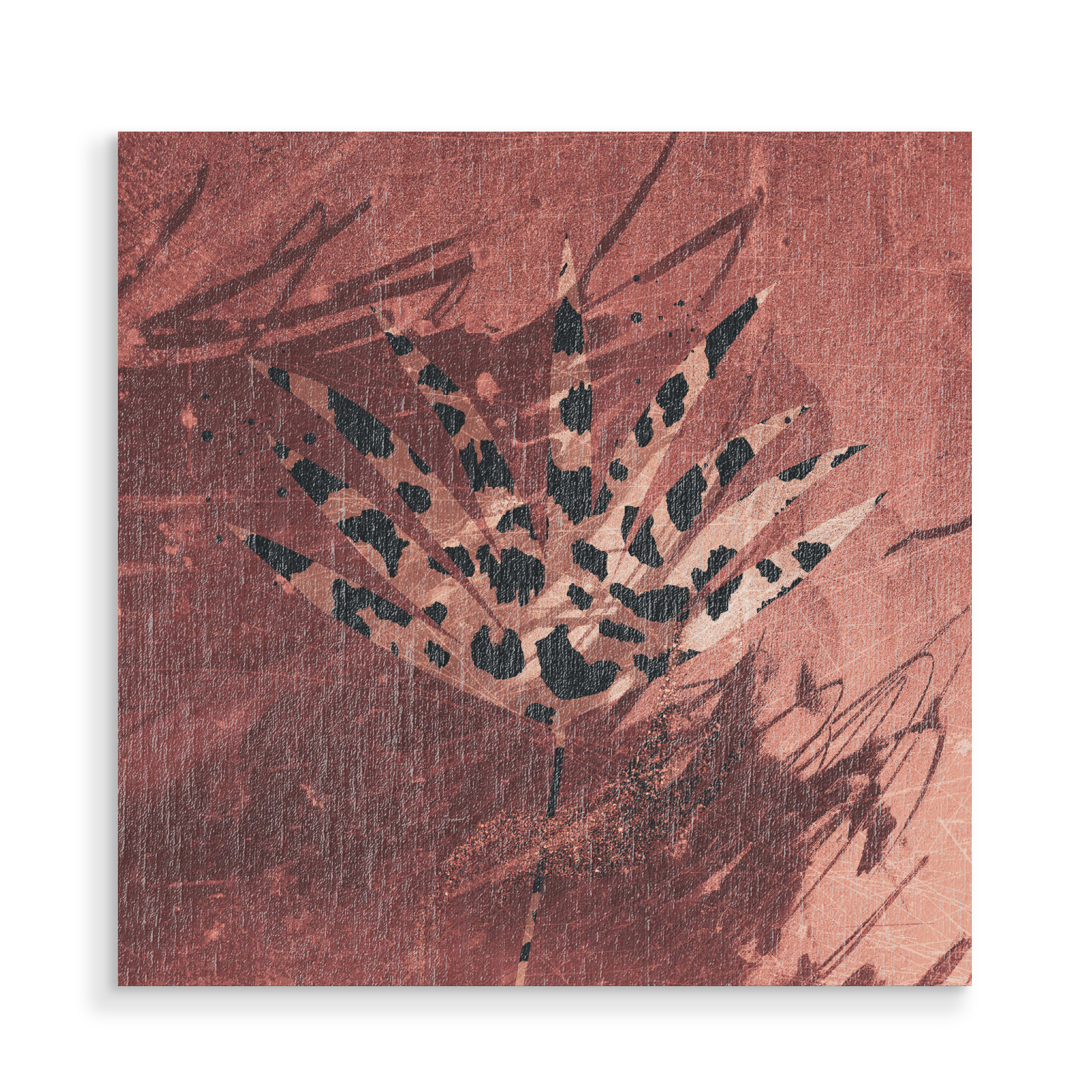 Holzbild "Leopard with tropical jungle" artboxONE - Natur,Floral,Tiere,Abstrakt