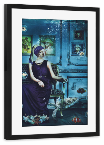 Poster mit Rahmen schwarz "Underwater art gallery" artboxONE - Tiere,Menschen,Unterwasser