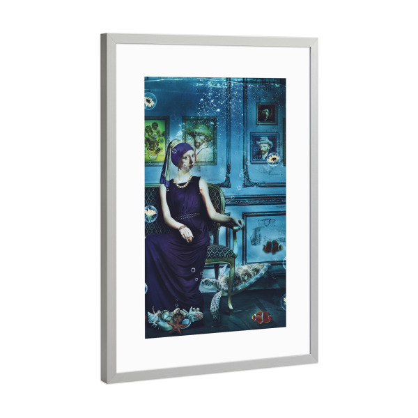 Poster mit Rahmen Silber "Underwater art gallery" artboxONE - Tiere,Menschen,Unterwasser