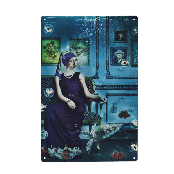 Metall Poster "Underwater art gallery" artboxONE - Tiere,Menschen,Unterwasser