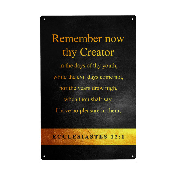 Metall Poster "Ecclesiastes 12:1" artboxONE - Typografie