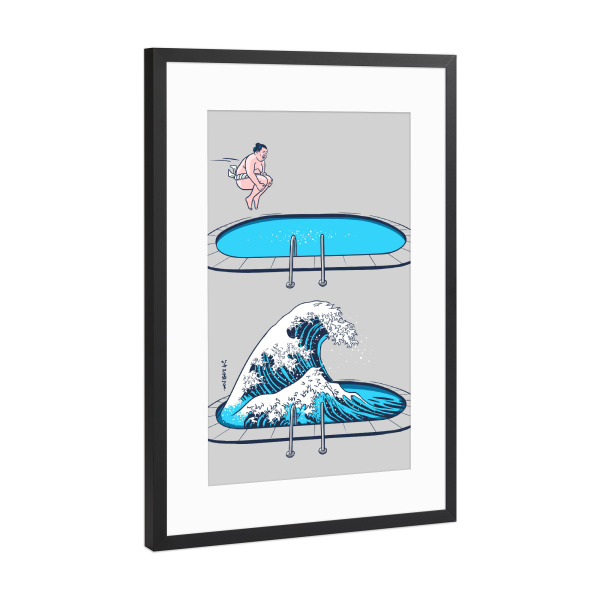 Poster mit Rahmen Schwarz (Metallic) "Sumo Wave" artboxONE - Menschen,Städte / Tokio