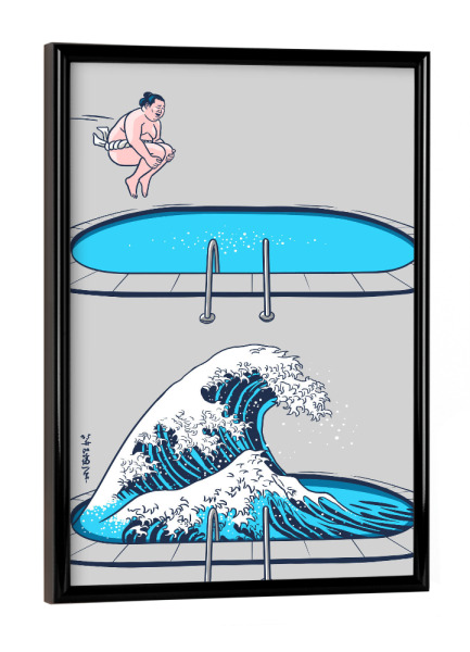 Poster mit schwarzem Rahmen "Sumo Wave" artboxONE - Menschen,Städte / Tokio