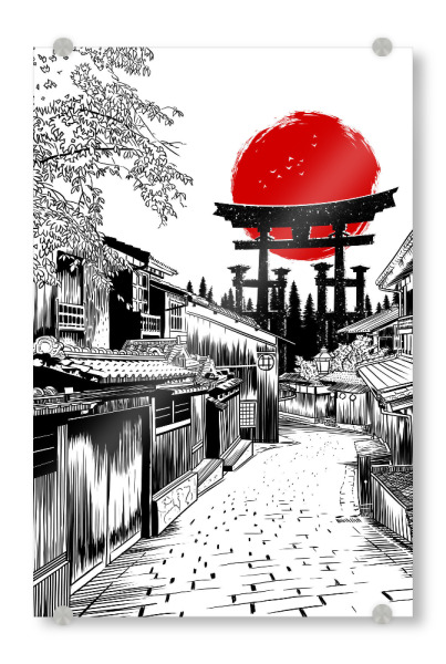 Acrylglasbild "Street Japan Torii" artboxONE - Städte,Architektur
