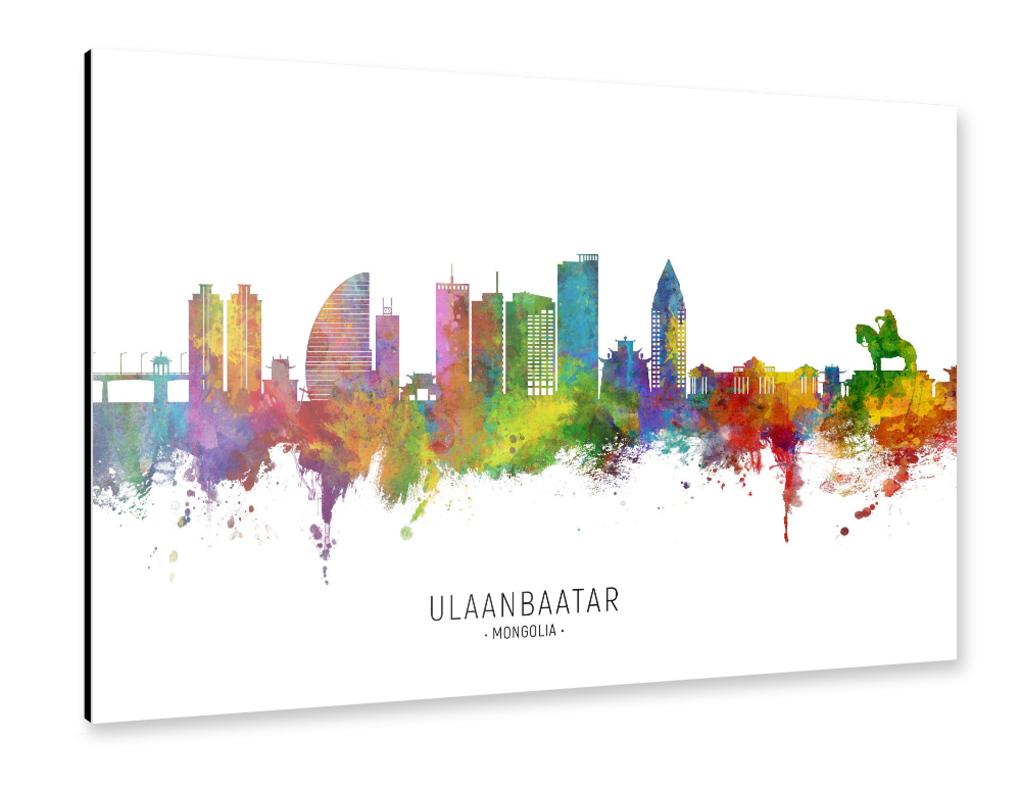 Alu-Dibond "Ulaanbaatar Mongolia Skyline txt" 30x20 cm artboxONE