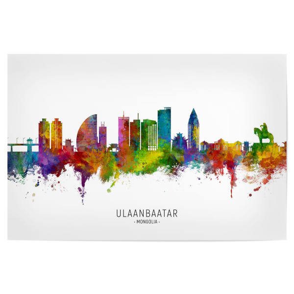 Poster "Ulaanbaatar Mongolia Skyline txt" artboxONE - Städte