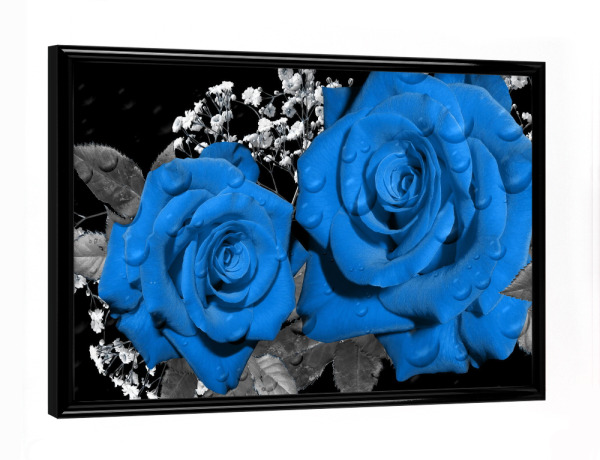 Poster mit schwarzem Rahmen "Rosen Liebe classic blue ck" artboxONE - Floral,Abstrakt,Festivals - Rosen,Liebe,Blume,Flower,Rose,Blau,Classic,Floral