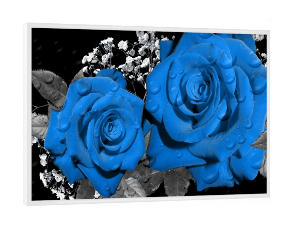 Poster mit weißem Rahmen "Rosen Liebe classic blue ck" artboxONE - Floral,Abstrakt,Festivals - Rosen,Liebe,Blume,Flower,Rose,Blau,Classic,Floral