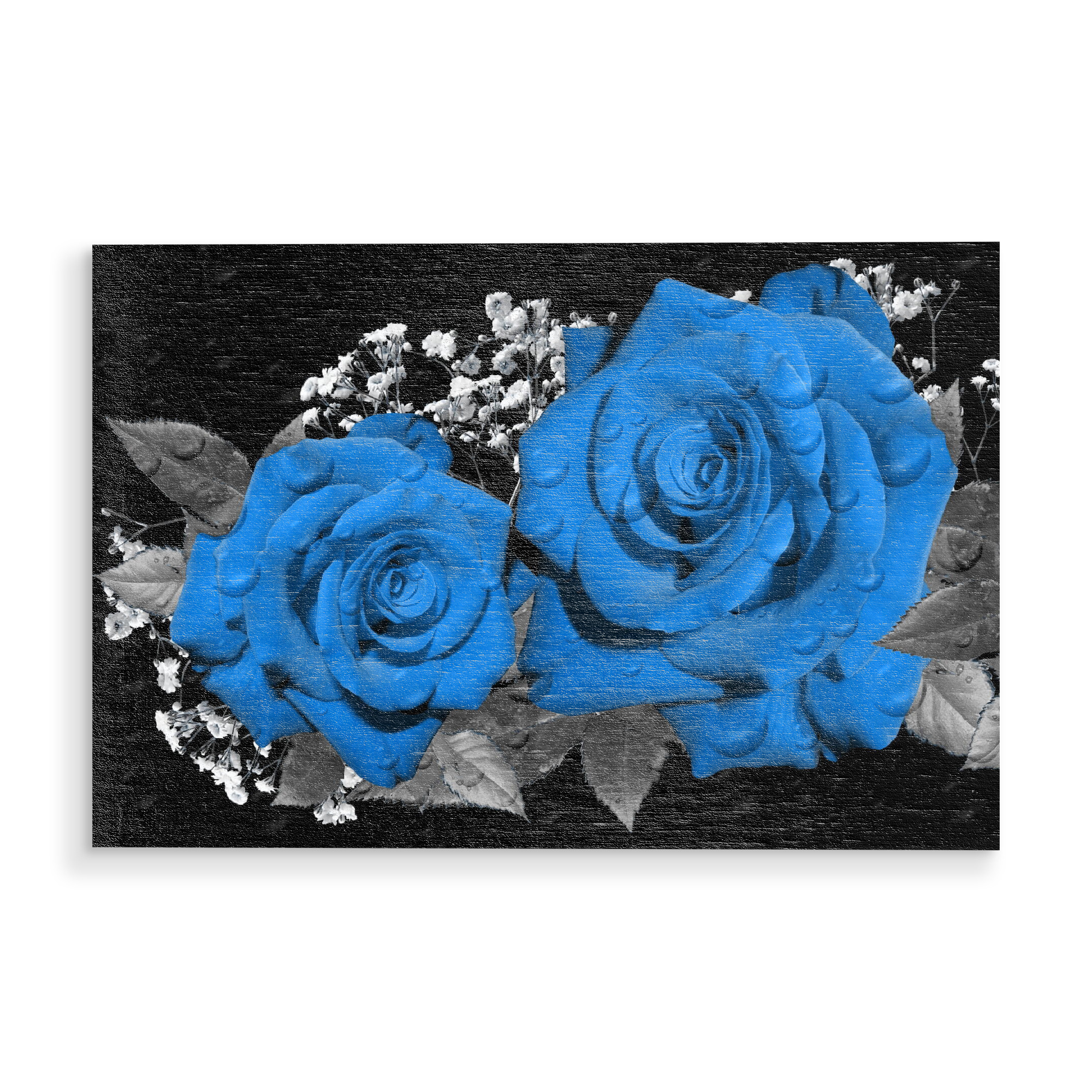 Holzbild "Rosen Liebe classic blue ck" artboxONE - Floral,Abstrakt,Festivals - Rosen,Liebe,Blume,Flower,Rose,Blau,Classic,Floral