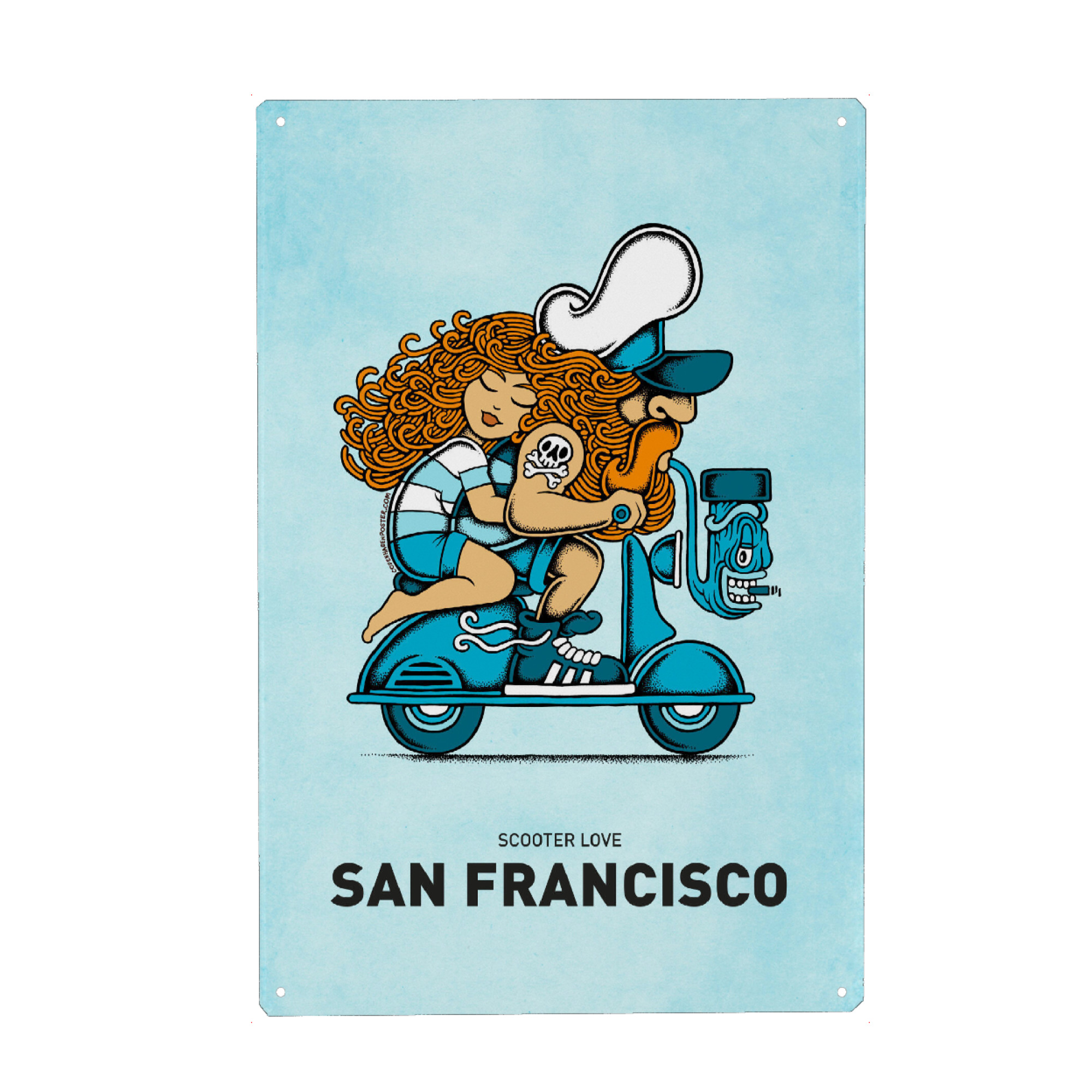 Holzbild "San Francisco Scooter Love" artboxONE - Reise,Liebe,Städte / San Francisco,Lustig
