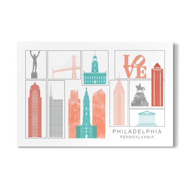 Galerie-Print "Philadelphia skyline coral" 30x20 cm artboxONE