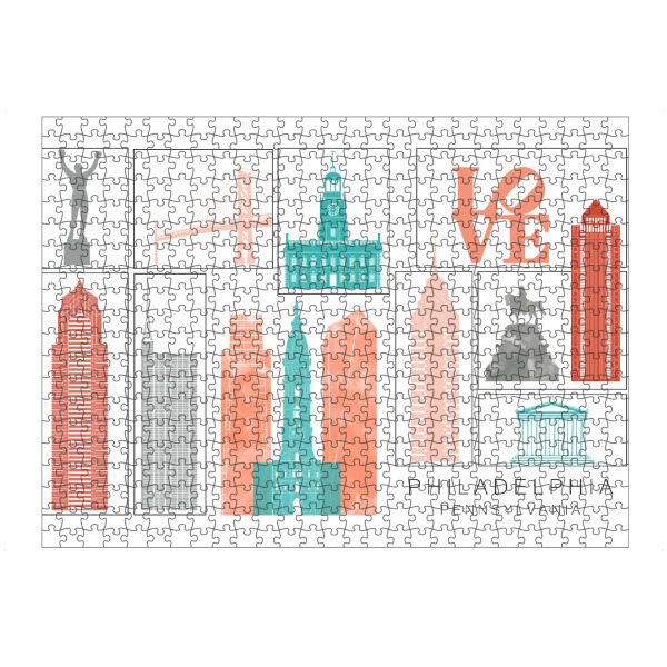 Puzzle Ravensburger "Philadelphia skyline coral" artboxONE - Städte,Reise,Architektur