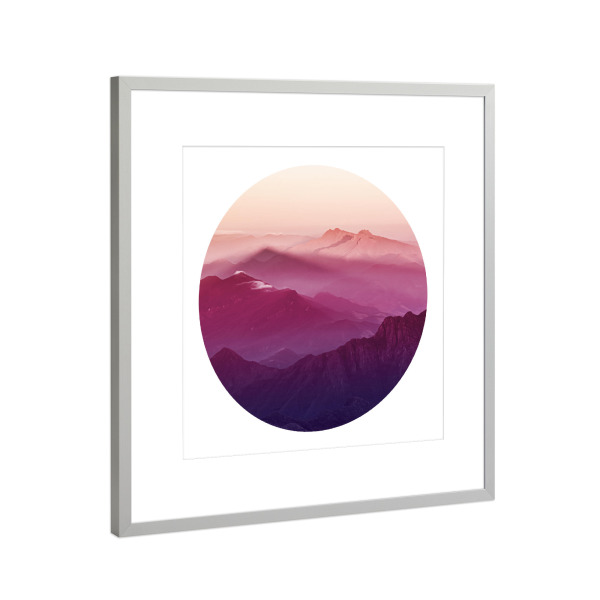 Poster mit Rahmen Silber "Pink Mountain" artboxONE - Natur