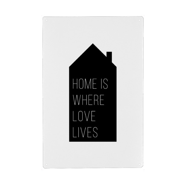 Holzbild "Home Is Where Love Lives | Black" artboxONE - Typografie,Schwarzweiß,Liebe,Für Mama,Für Papa