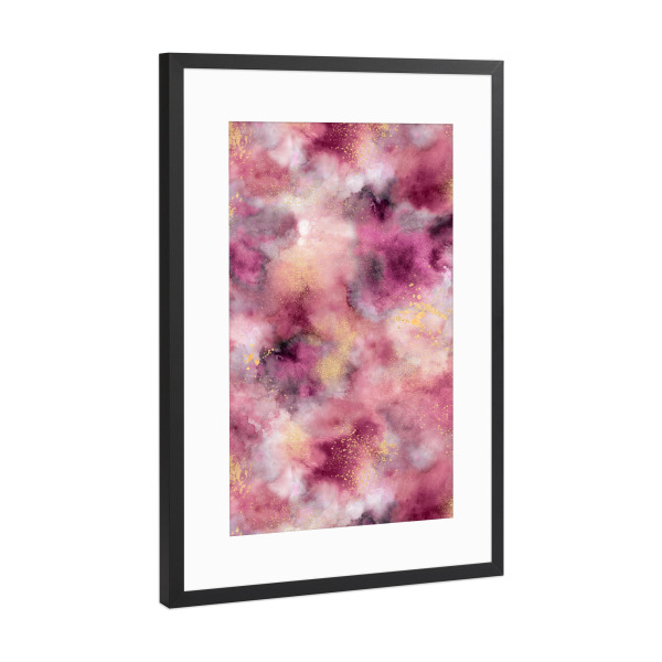 Poster mit Rahmen Schwarz (Metallic) "Smoky Marble Watercolor Pink" artboxONE - Abstrakt,Fashion,Für Mama,Festivals