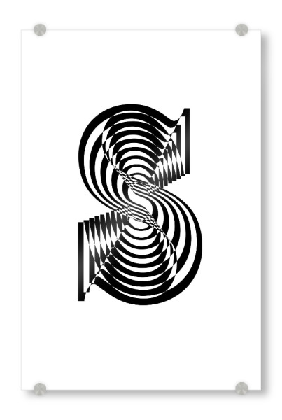 Acrylglasbild "Type S" artboxONE - Typografie,Abstrakt,Schwarzweiß,Geometrie,Buchstaben / S