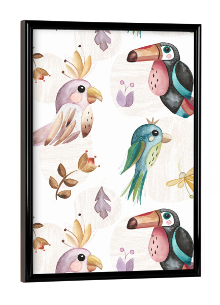 Poster mit schwarzem Rahmen "Exotic_birds" artboxONE - Natur,Für Kinder,Tiere