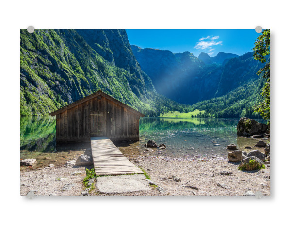 Acrylglasbild "Bootshaus am Obersee" artboxONE - Natur,Reise,Architektur
