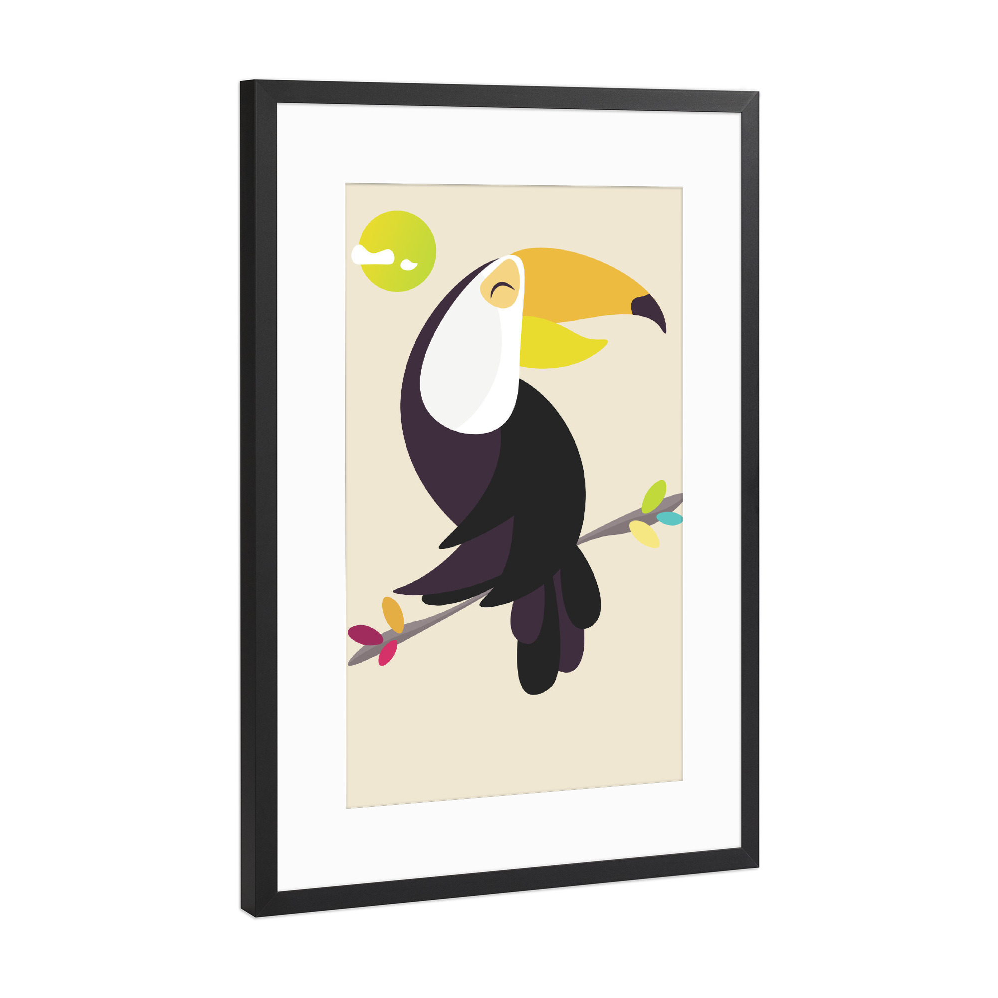 Poster mit Rahmen Schwarz (Metallic) "Retro Toucan" artboxONE - Für Kinder,Tiere