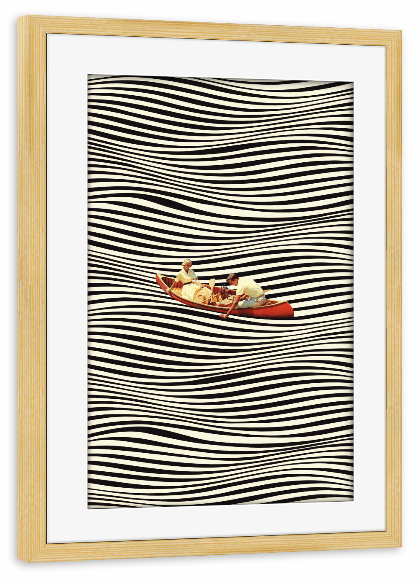 Poster mit Rahmen kiefer "Illusionary Boat Ride" artboxONE - Reise,Comic,Menschen,Liebe