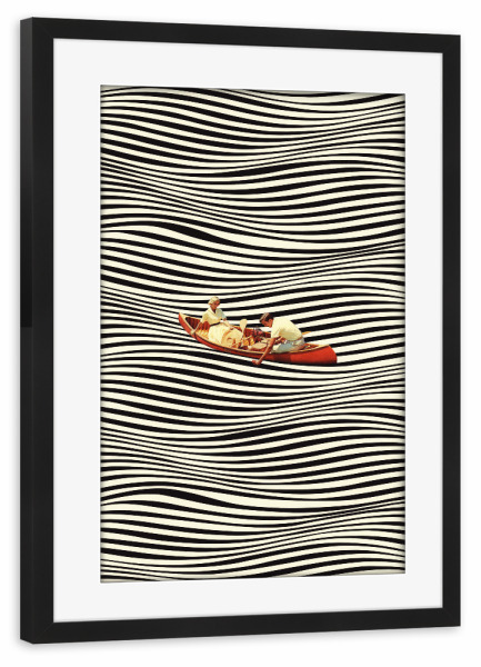 Poster mit Rahmen schwarz "Illusionary Boat Ride" artboxONE - Reise,Comic,Menschen,Liebe