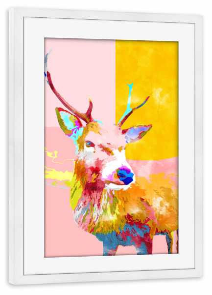 Poster mit Rahmen weiß "Cervine" artboxONE - Tiere,Abstrakt