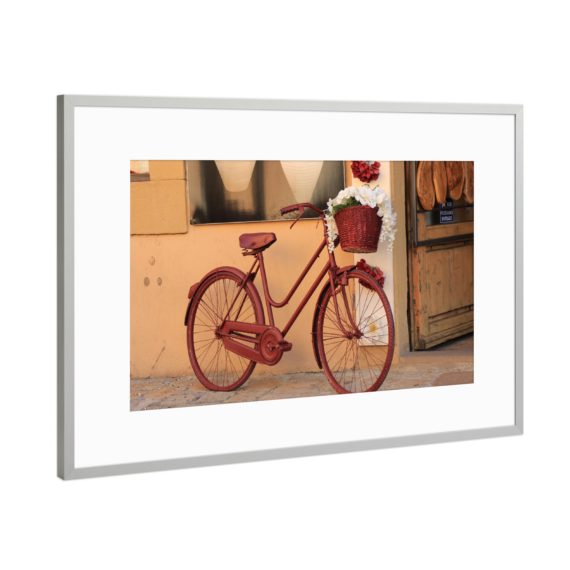 Poster mit Rahmen Silber "Toskana Vintage Fahrrad" artboxONE - Natur,Reise / Länder