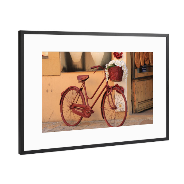 Poster mit Rahmen Schwarz (Metallic) "Toskana Vintage Fahrrad" artboxONE - Natur,Reise / Länder