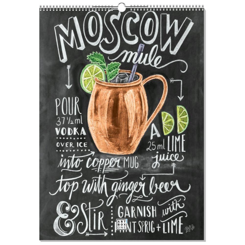 artboxONE Wandkalender A2 2026 Cocktails at home Cocktails