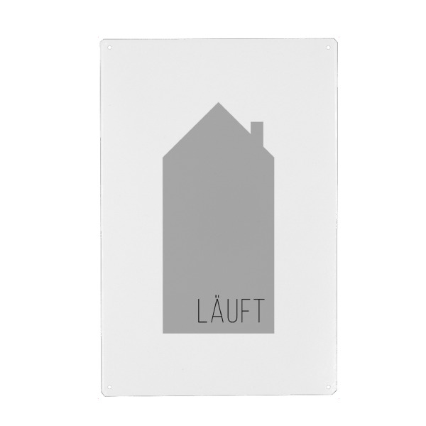 Holzbild "Läuft | House Gray" artboxONE - Typografie,Schwarzweiß,Liebe,Für Mama,Für Papa