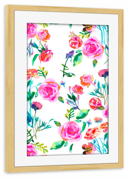 Poster mit Rahmen kiefer "Roses Bouquet Pink" artboxONE - Natur,Floral,Fashion,Für Mama