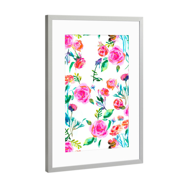 Poster mit Rahmen Silber "Roses Bouquet Pink" artboxONE - Natur,Floral,Fashion,Für Mama