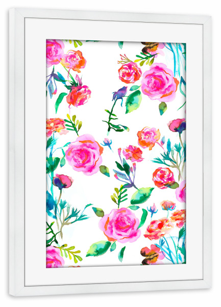 Poster mit Rahmen weiß "Roses Bouquet Pink" artboxONE - Natur,Floral,Fashion,Für Mama