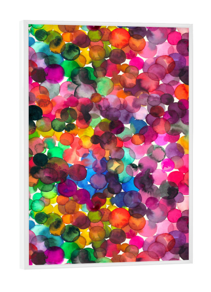Poster mit weißem Rahmen "Overlap Watercolor Colorful Dots" artboxONE - Abstrakt,Geometrie,Für Mama
