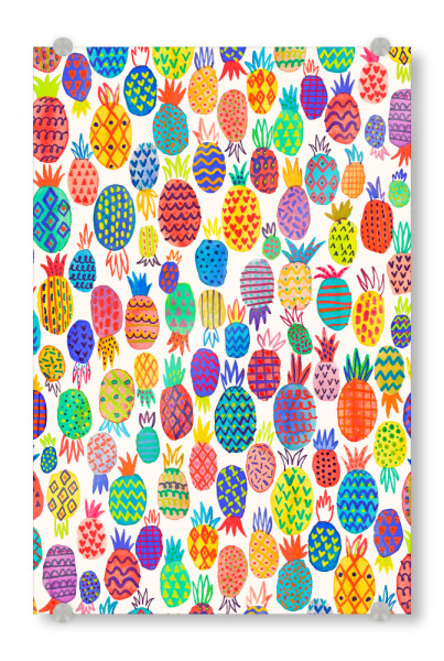 Acrylglasbild "Cute Pineapples" artboxONE - Für Kinder,Essen & Trinken / Obst & Gemüse,Lustig