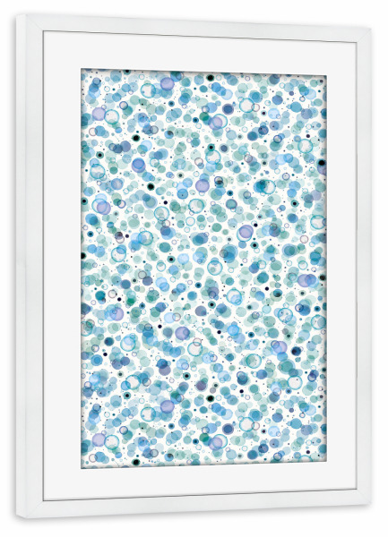 Poster mit Rahmen weiß "Cosmic Space Bubbles Blue" artboxONE - Für Kinder,Abstrakt,Galaxy