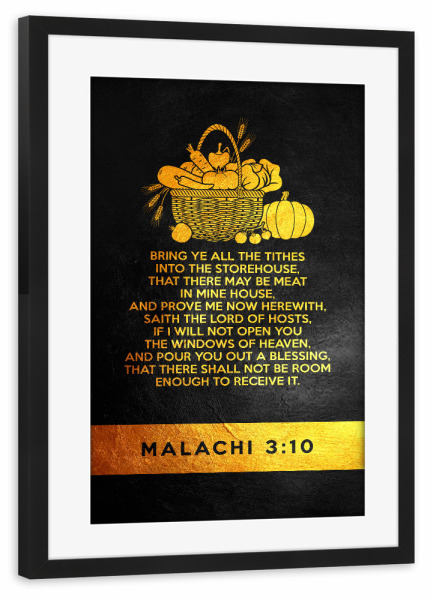 Poster mit Rahmen schwarz "Malachi 3:10" artboxONE - Typografie