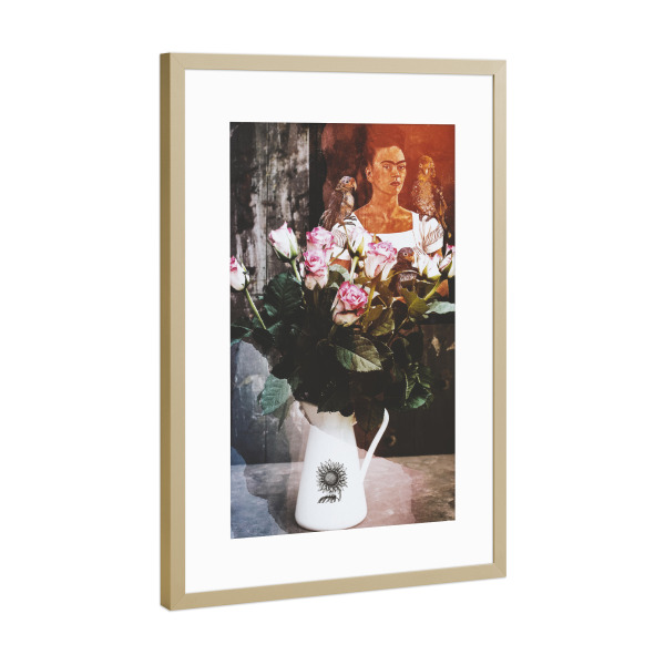 Poster mit Rahmen Gold "Vase with flowers" artboxONE - Natur,Floral,Menschen