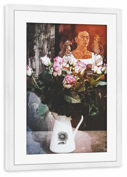 Poster mit Rahmen weiß "Vase with flowers" artboxONE - Natur,Floral,Menschen