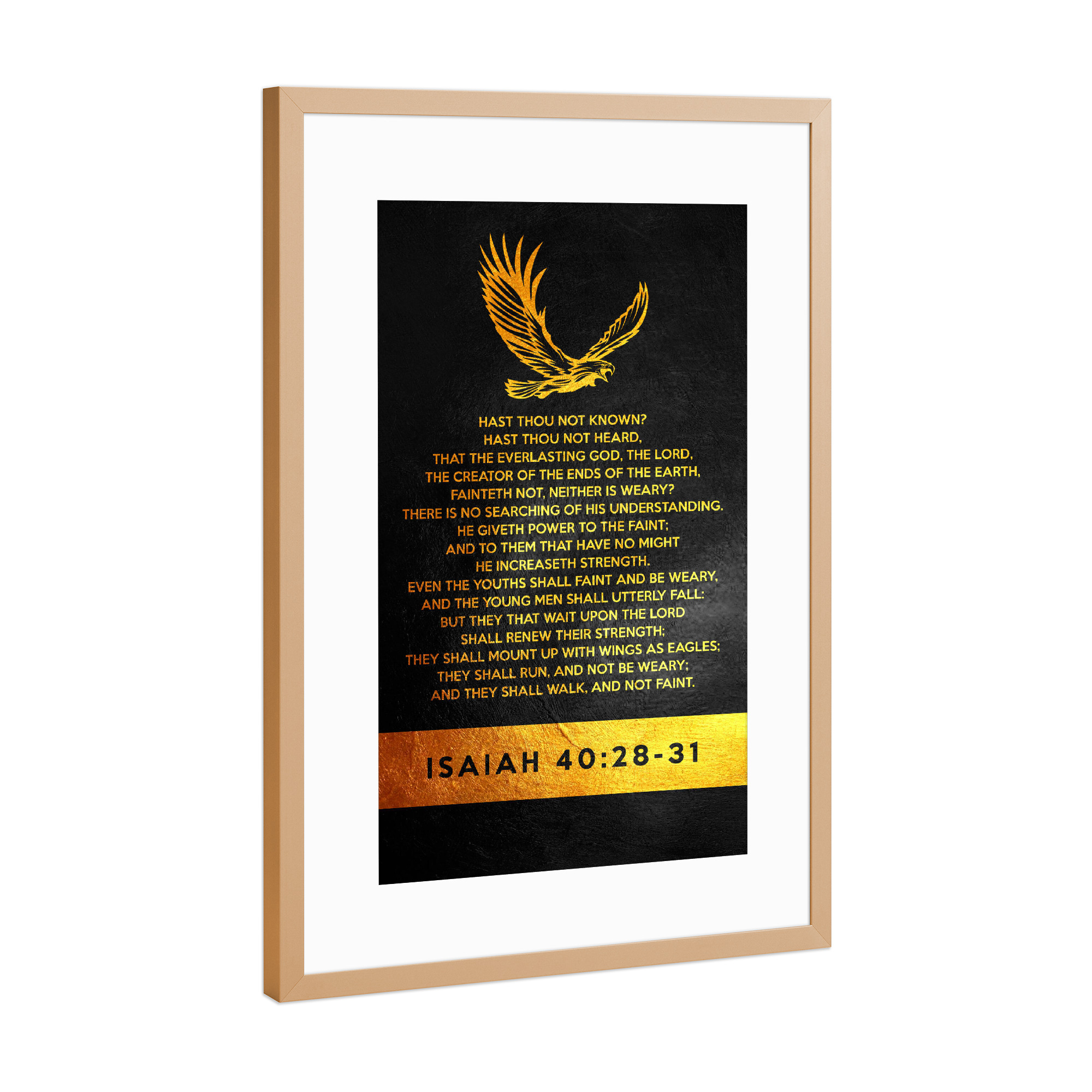 Poster mit Rahmen Kupfer "Isaiah 40:28-31" artboxONE - Typografie,Tiere