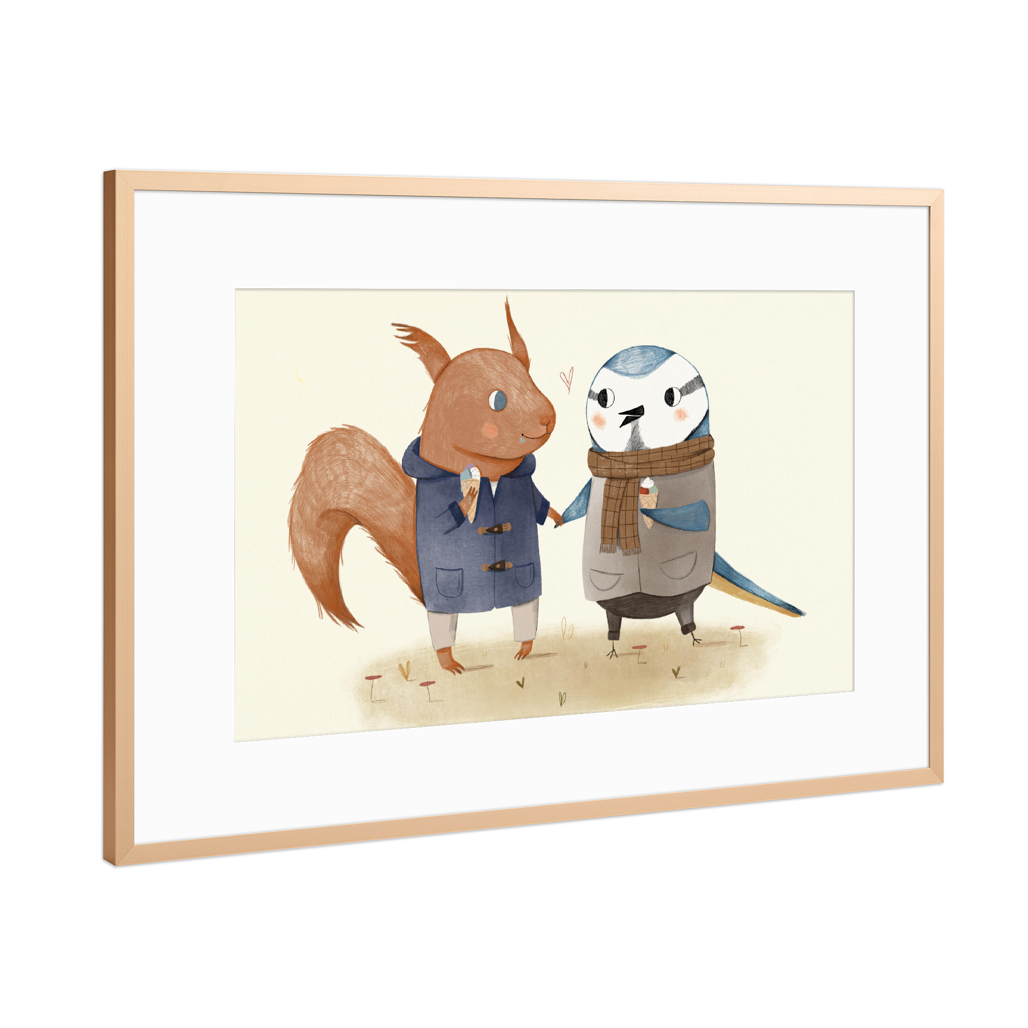 Poster mit Rahmen Kupfer "Eis essen" artboxONE - Natur,Für Kinder,Tiere,Liebe
