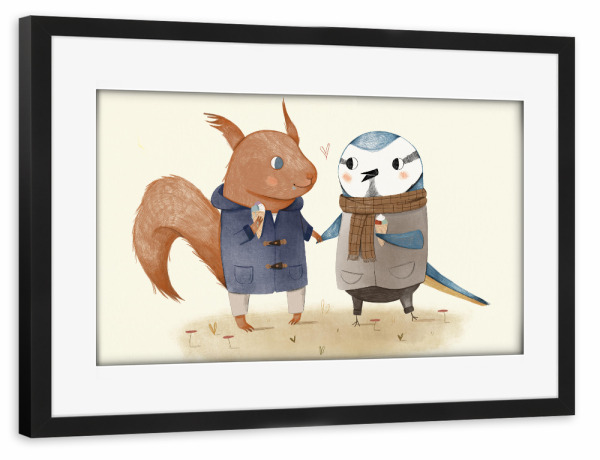 Poster mit Rahmen schwarz "Eis essen" artboxONE - Natur,Für Kinder,Tiere,Liebe