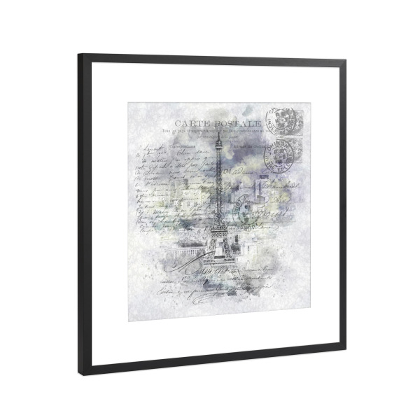 Poster mit Rahmen Schwarz (Metallic) "Paris Collage | Aquarell" artboxONE - Städte,Städte / Paris