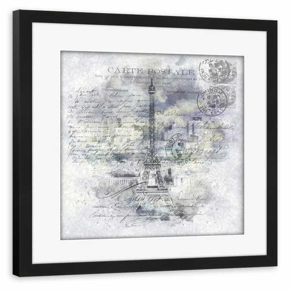 Poster mit Rahmen schwarz "Paris Collage | Aquarell" artboxONE - Städte,Städte / Paris