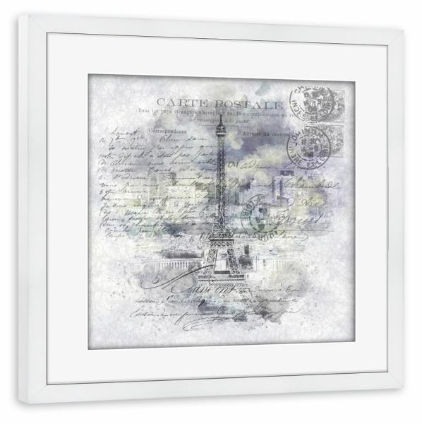 Poster mit Rahmen weiß "Paris Collage | Aquarell" artboxONE - Städte,Städte / Paris