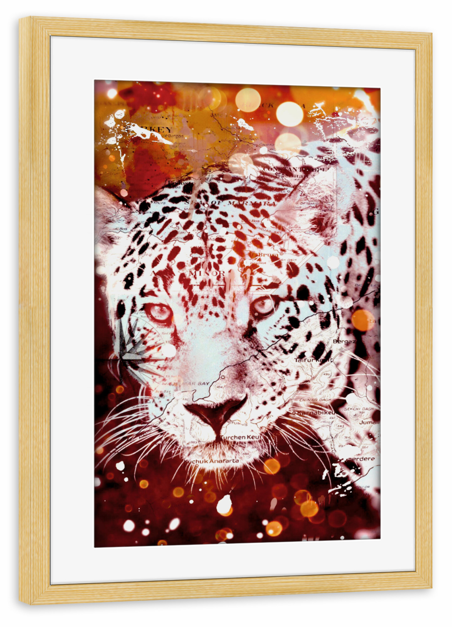 Poster mit Rahmen kiefer "Golden Leopard" artboxONE - Tiere,Abstrakt
