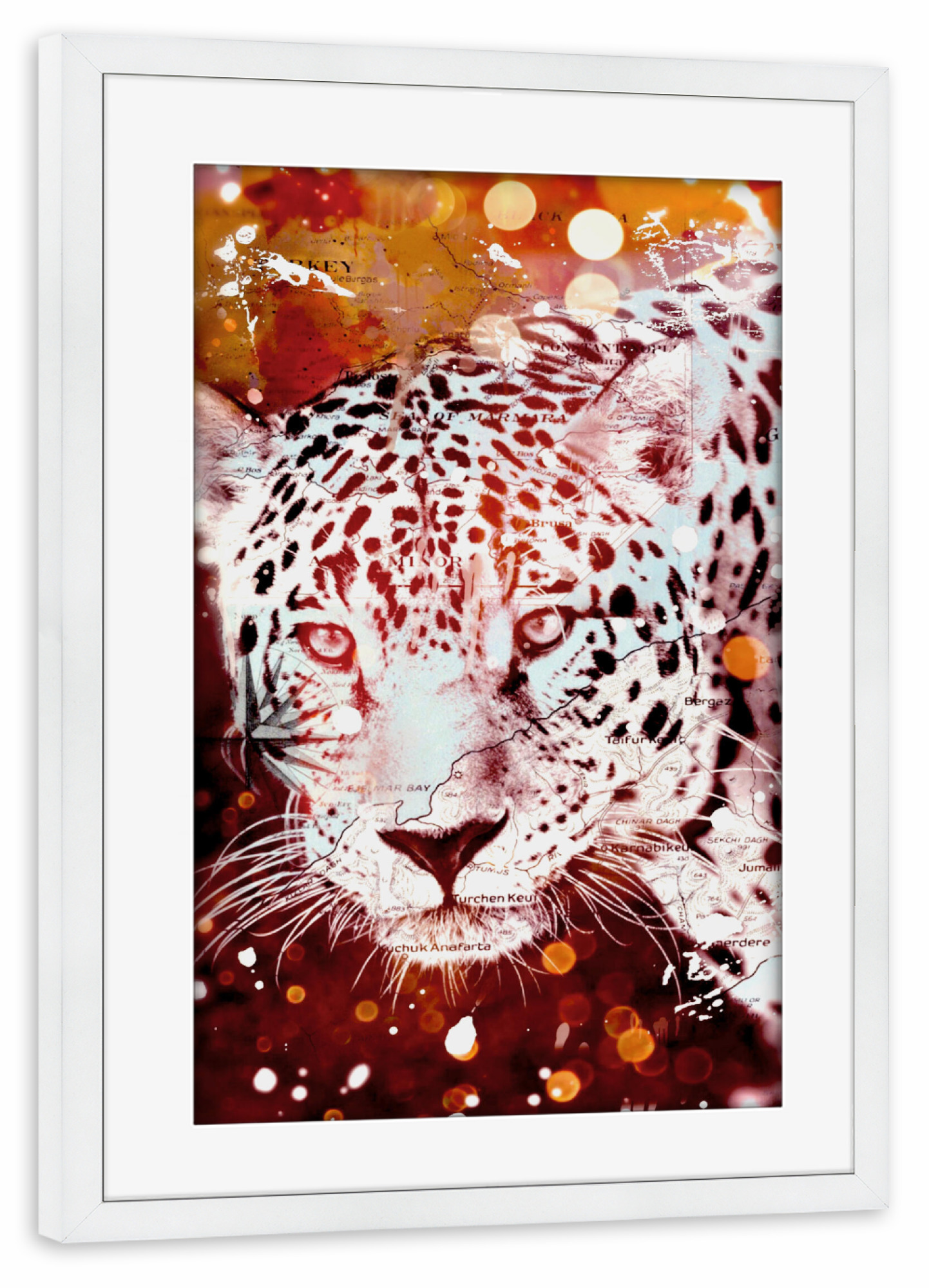 Poster mit Rahmen weiß "Golden Leopard" artboxONE - Tiere,Abstrakt