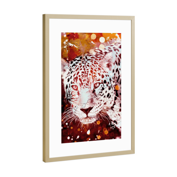 Poster mit Rahmen Gold "Golden Leopard" artboxONE - Tiere,Abstrakt