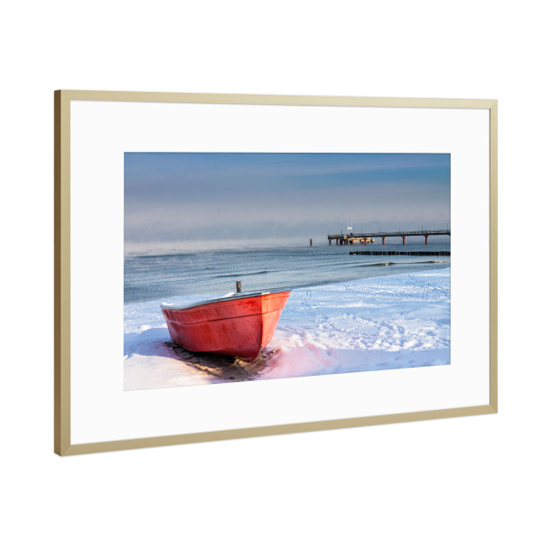 Poster mit Rahmen Gold "Winter an der Ostseeküste" artboxONE - Natur,Reise,Reise / Strand und Meer