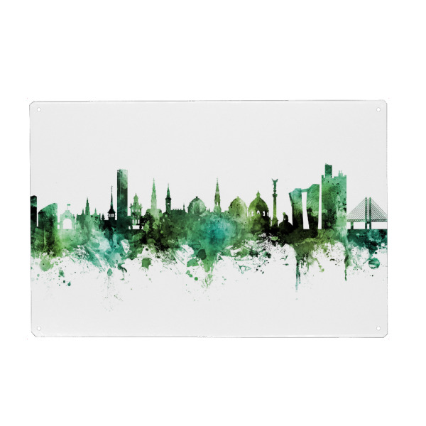 Holzbild "Copenhagen Denmark Skyline Green" artboxONE - Städte,Städte / København
